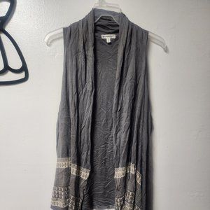 Roommates 3x grey cream open cardigan cotton blend Waterfall hem winter